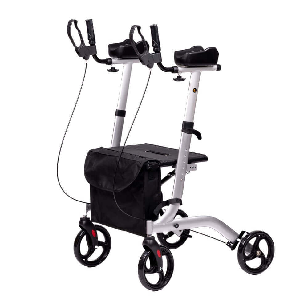 Arthritis Rollator Unterarmauflagen, faltbarer Aluminium-Rollator mit Unterarmstützen und Tasche, leicht 8,2 kg, bis 136 kg