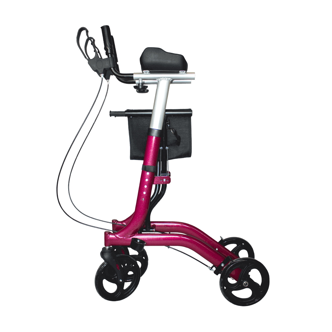 Arthritis Rollator Unterarmauflagen faltbar 8,2 kg bis 136 kg Aluminium Rollator mit Unterarmstützen und Tasche, Seitenansicht