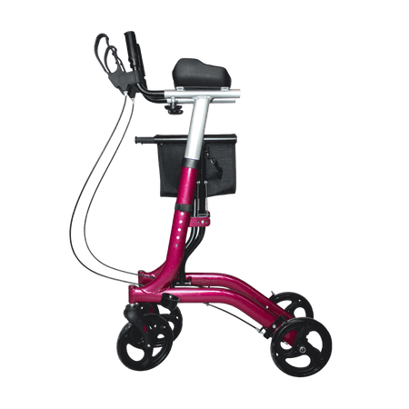 Arthritis Rollator Unterarmauflagen faltbar 8,2 kg bis 136 kg Aluminium Rollator mit Unterarmstützen und Tasche, Seitenansicht