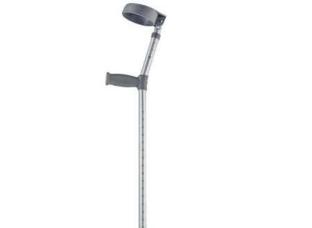 Unterarmgehstütze höhenverstellbar 91–122 cm aus Aluminium, ergonomischer Griff, rutschfeste Gummispitze, bis 120 kg