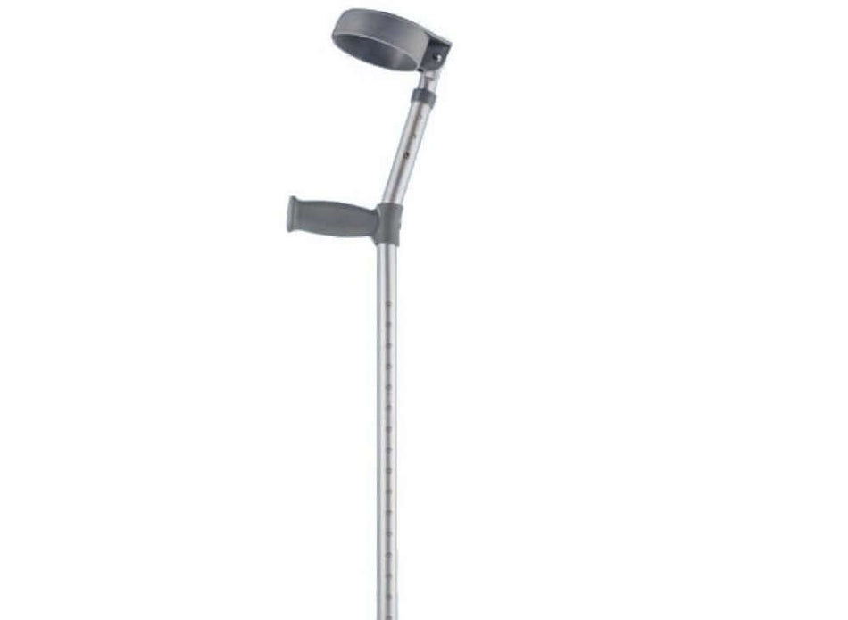Unterarmgehstütze höhenverstellbar 91–122 cm aus Aluminium, ergonomischer Griff, rutschfeste Gummispitze, bis 120 kg