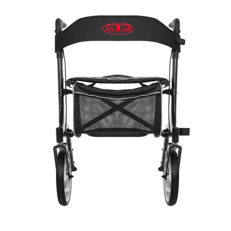 Leichter faltbarer Rollator aus Aluminium mit Sitz, Rückenlehne und Tasche – stabiler Gehhelfer für innen und außen