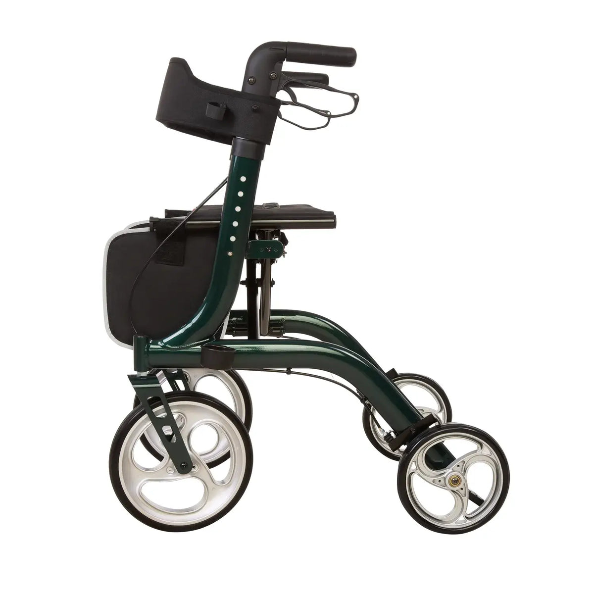 Leichter faltbarer Rollator aus Aluminium mit Sitz, Rückenlehne und Tasche, höhenverstellbar und stabil für innen und außen