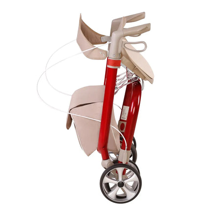 Aluminium rollator faltbar aus Aluminium, zusammengeklappt mit Sitz und Einkaufstasche, leicht und stabil für innen und außen