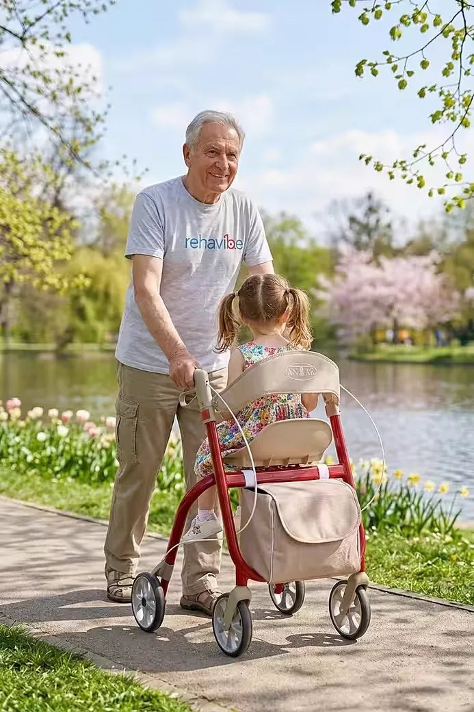 Aluminium Rollator faltbar mit Sitz und Einkaufstasche - 8,5 kg