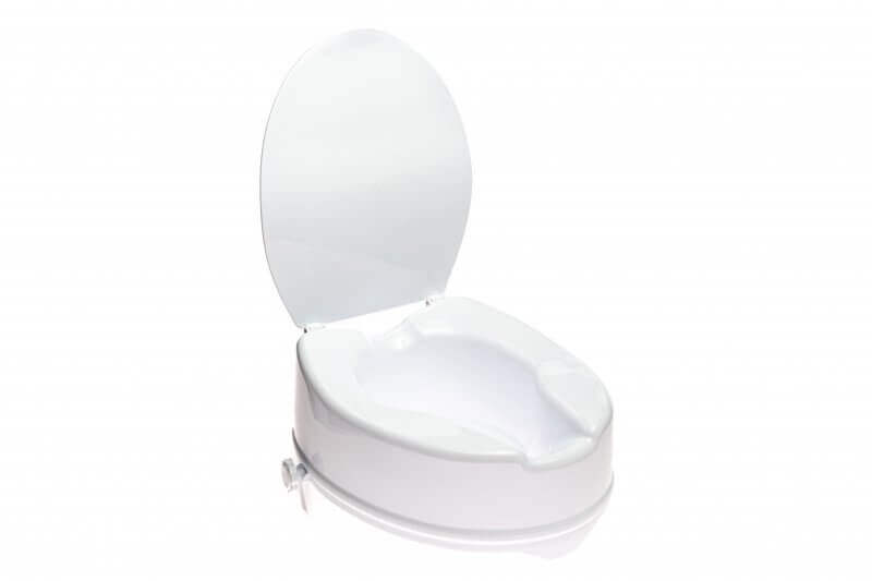 Toilettensitzerhöhung 15 cm mit Deckel, ergonomisch und stabil, Sitzaufsatz für WC, mehr Komfort und Sicherheit beim Aufstehen