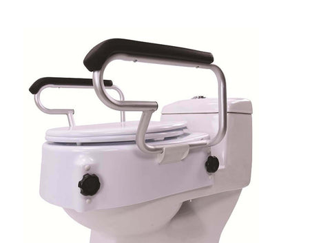 Toilettensitzerhöhung mit Armlehnen, höhenverstellbar mit Deckel und klappbaren Armlehnen für sicheren Halt auf dem WC