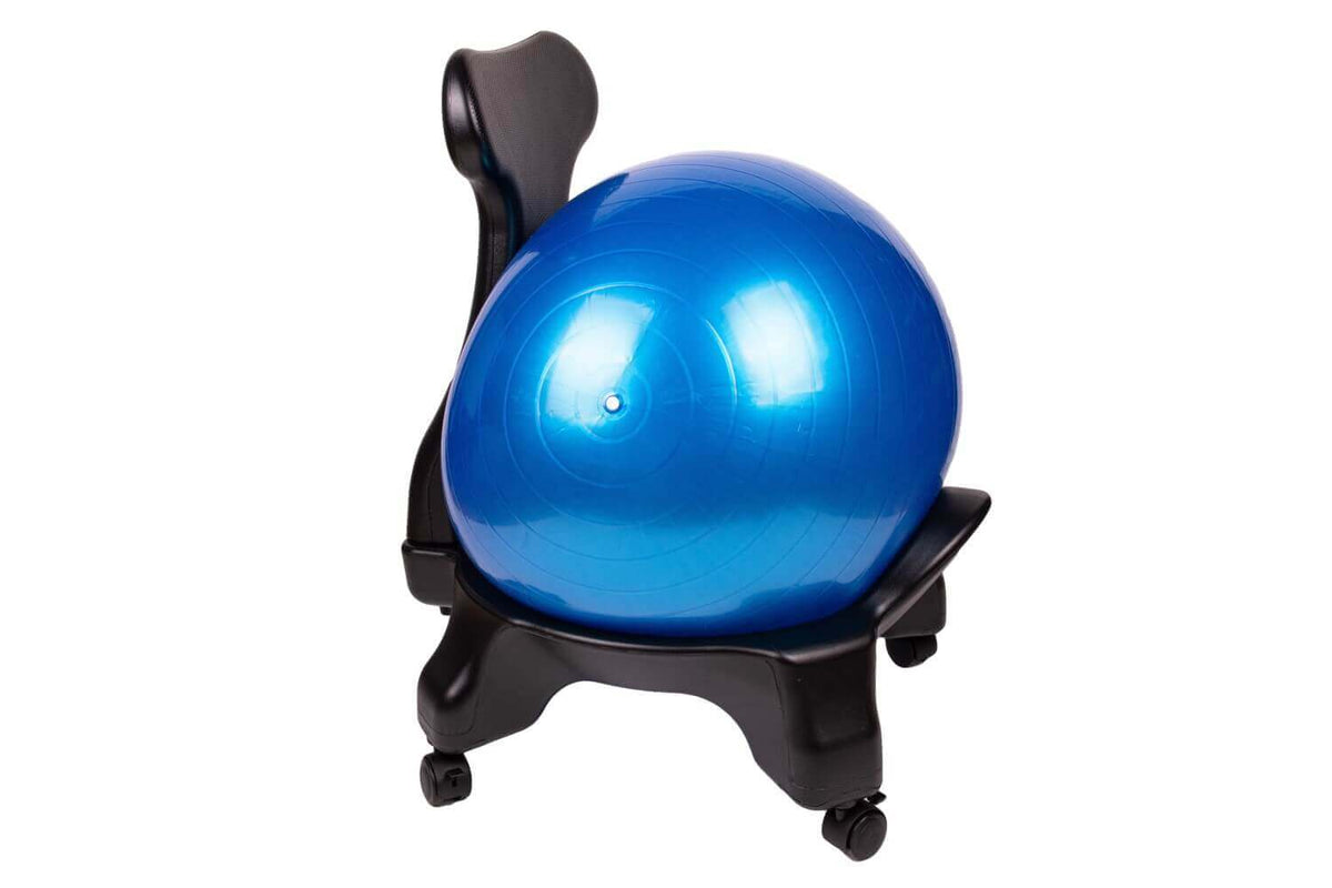 Rehabilitationsball mit Ständer mit Rückenlehne und Rollen – ergonomisches Sitzen & Training für Therapie, Büro und Alltag
