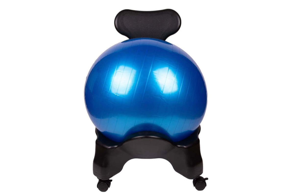Rehabilitationsball mit Ständer mit Rückenlehne und Rollen – Gymnastikball für ergonomisches Sitzen und Training