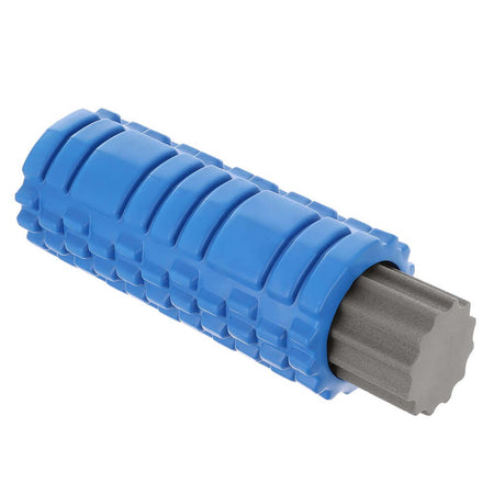 Faszienrolle 2 in 1 mit Struktur, 2-in-1 Massagerolle für Training, Muskelmassage und Regeneration, blau-grau