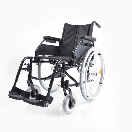 Aluminium Rollstuhl leicht, faltbarer Antar AT52302 aus Aluminium, stabil bis 120 kg, ergonomischer Sitz mit Fußstützen