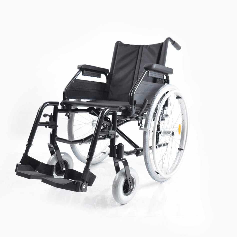 Aluminium Rollstuhl leicht, faltbarer Antar AT52302 aus Aluminium, stabil bis 120 kg, ergonomischer Sitz mit Fußstützen