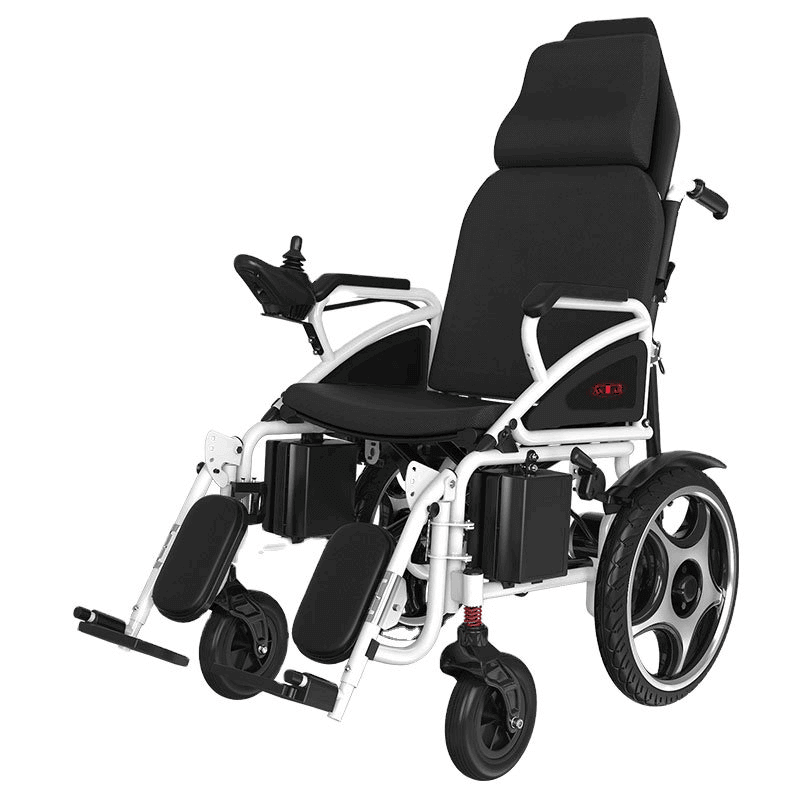 Ersatzteil AT52313 – Elektrischer Rollstuhl mit Sitz, Armlehnen, Fußstützen und großen Hinterrädern