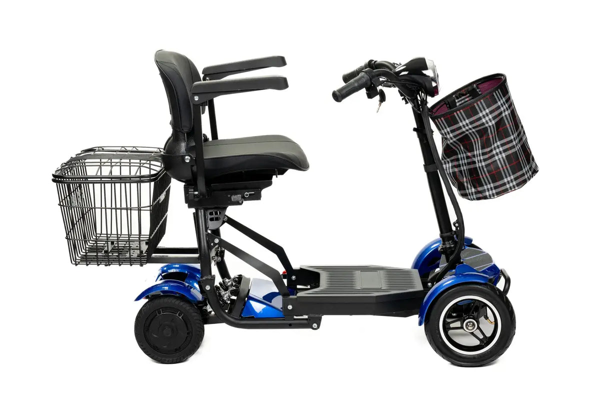 Ersatzteil AT52317 für E-Scooter – Mobilitätsroller mit Sitz, Korb hinten und Fronttasche, blau-schwarz