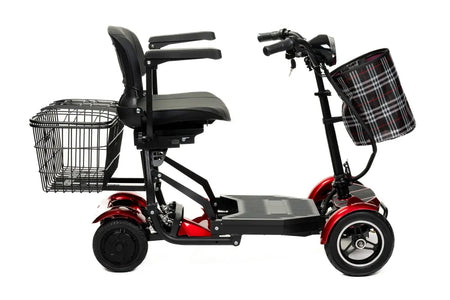 Elektromobil faltbar 25 km Reichweite mit Sitz und Korb, leichter elektrischer Scooter AT52317 in Rot-Schwarz