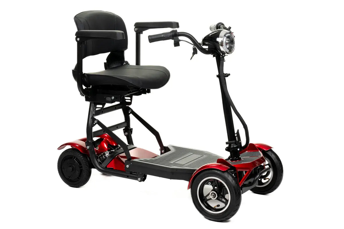 Elektromobil faltbar mit Sitz und Korb, leichter E-Scooter mit 25 km Reichweite, kompakt zusammenklappbar für Alltag
