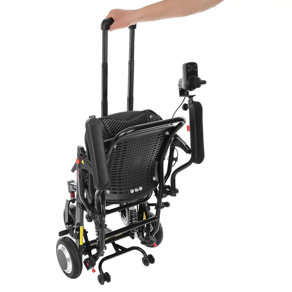 Elektrorollstuhl faltbar leicht aus Carbon 13,8 kg, kompakt klappbar mit Schiebegriff, 250 W Motor und 6 km/h