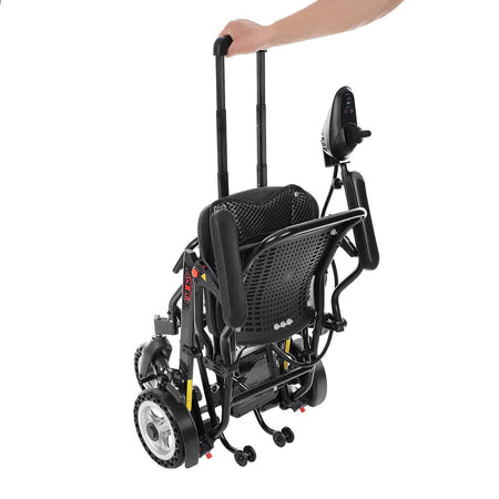 Elektrorollstuhl Carbon faltbar ultraleicht 13,9 kg, kompakt mit Schiebetgriff und Joystick-Steuerung, 6 km/h