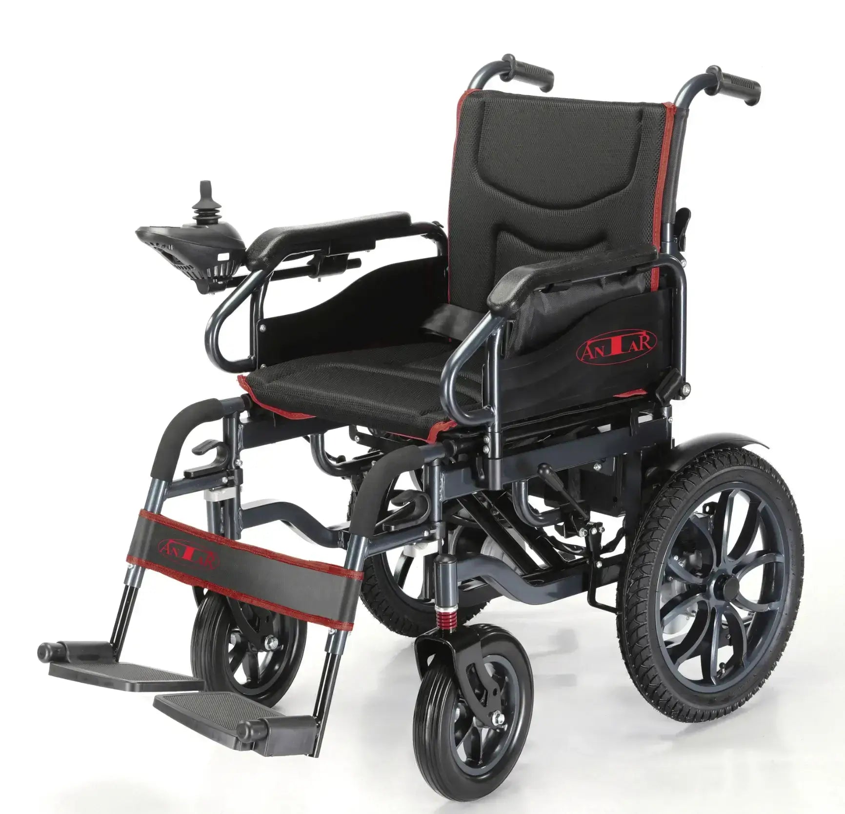 elektrischer Rollstuhl Carbon faltbar, 6 km/h, bis 120 kg belastbar, schwarzer E-Rollstuhl mit Joystick-Steuerung