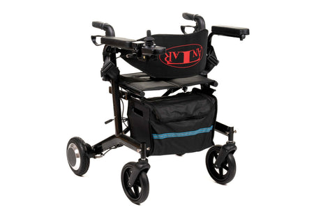 elektrischer Rollator 2 in 1 faltbar mit 250W Motor, 6 km/h, Rollator und Elektrorollstuhl, schwarze Ausführung
