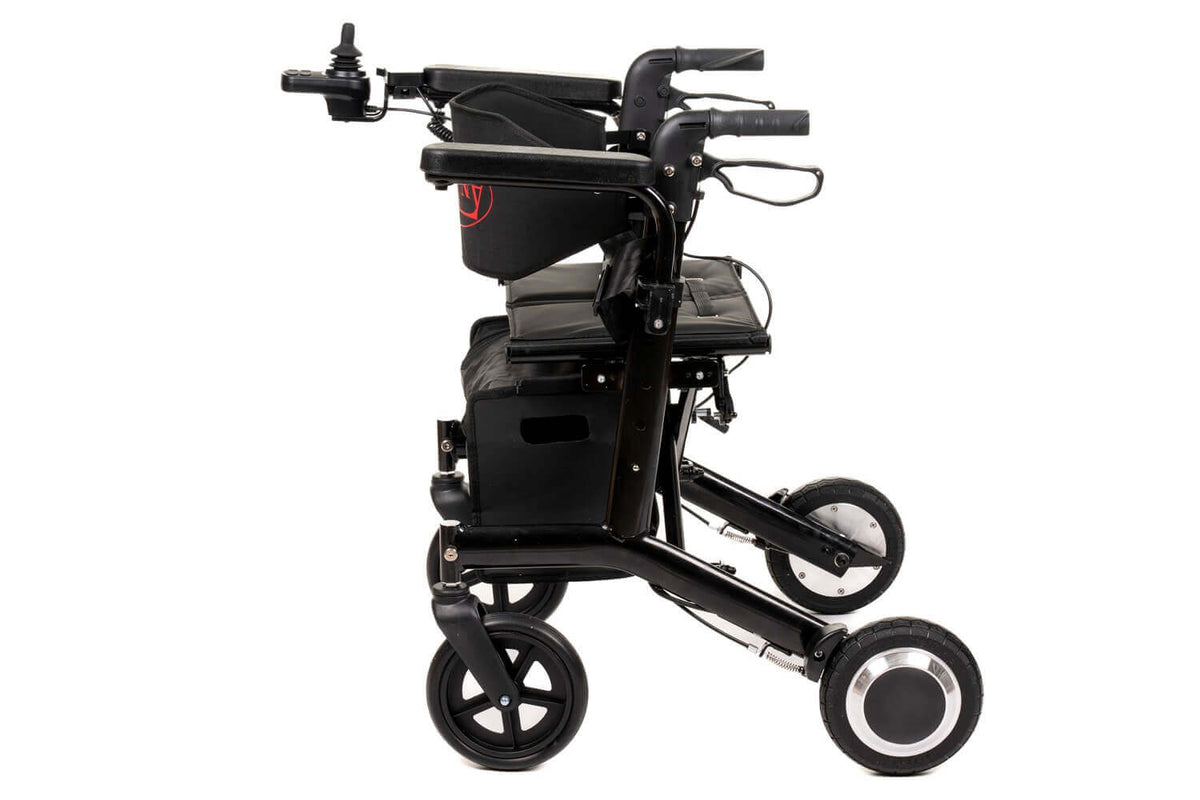elektrischer Rollator 2 in 1 250W faltbar mit Sitz, 6 km/h Elektromobilitätshilfe – Seitenansicht