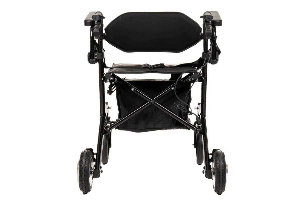 elektrischer Rollator 2 in 1 faltbar mit Sitz und Rückenlehne, 250W Motor, bis 6 km/h, kompakter Elektrorollator