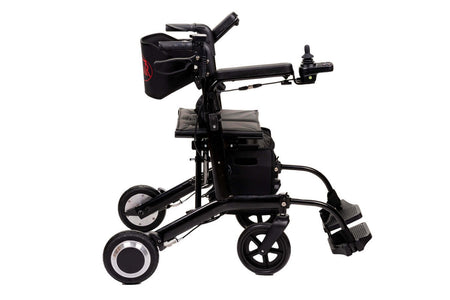 elektrischer Rollator 2 in 1 250W faltbar, 6 km/h, elektrischer Rollstuhl-Rollator Kombi mit Sitz und Fußstützen