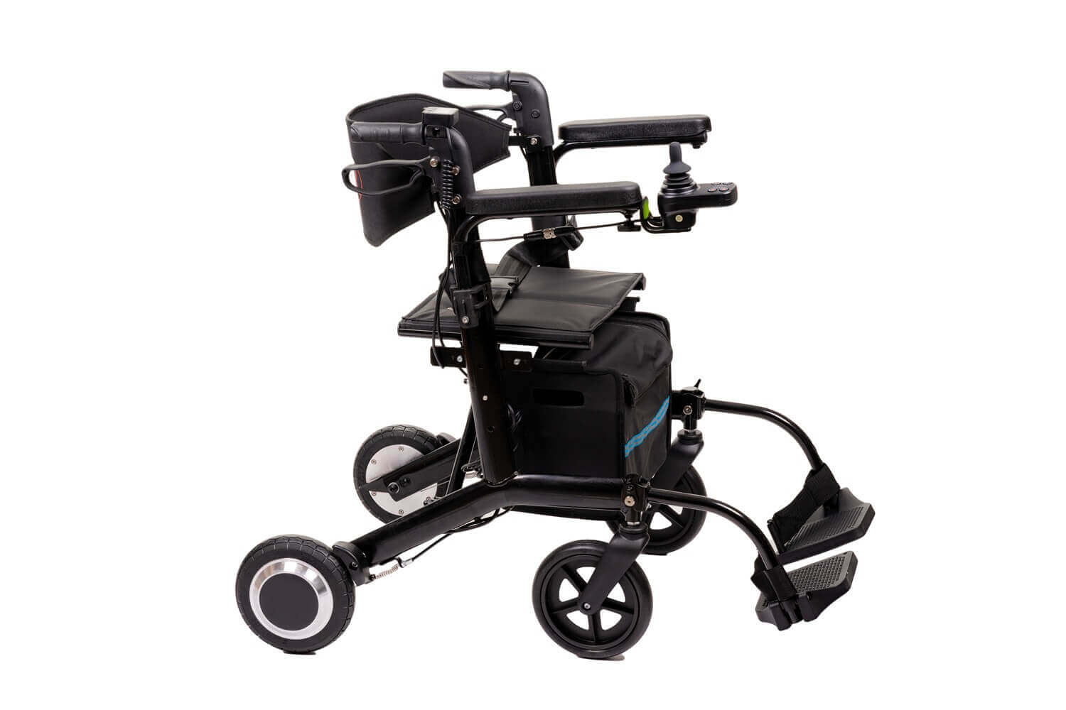 elektrischer Rollator 2 in 1, faltbar mit 250W Motor, 6 km/h, Rollator und Elektrorollstuhl mit Armlehnen und Fußstützen