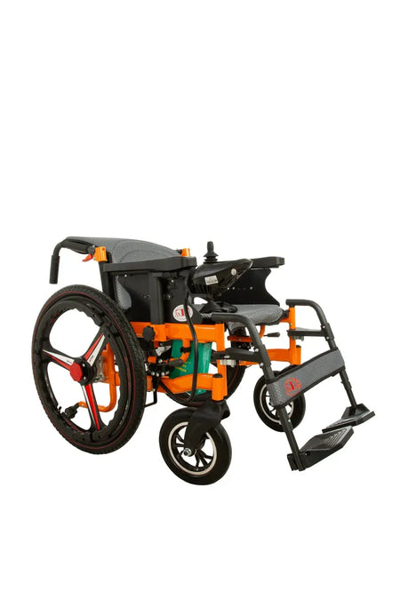elektrischer rollstuhl faltbar mit Lithium Akku 24V, klappbarer Elektro-Rollstuhl bis 120 kg, manuell umstellbar bei Akku-Ausfall