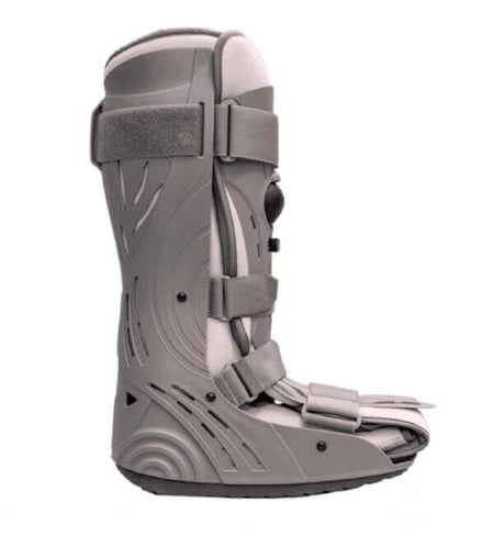 Air Walker lang Orthese zur Stabilisierung von Fuß und Unterschenkel, Aircast-Stiefel mit Luftkammer-System, grau