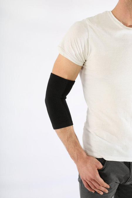 Ellenbogenbandage aus Nylon, elastisch & atmungsaktiv, schwarzer Ellenbogen-Sleeve zur Stabilisierung bei Sport und Alltag