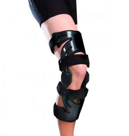 Knieorthese mit Gelenkschienen, stabilisierende verstellbare Kniebandage mit Aluminium-Schienen für Rehabilitation nach OP und Instabilität