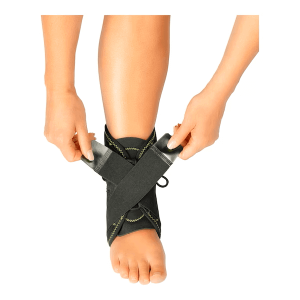 Knöchelbandage mit Kreuzgurten zur Stabilisierung des Sprunggelenks – Orthese bei Verstauchung, Sport und Rehabilitation