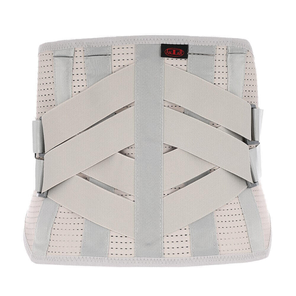 Wirbelsäulenorthese Lendenstütze stabilisierend Rückenbandage mit Kreuzgurten zur Entlastung der Lendenwirbelsäule, beige