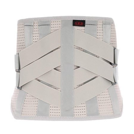 Wirbelsäulenorthese Lendenstütze stabilisierend Rückenbandage mit Kreuzgurten zur Entlastung der Lendenwirbelsäule, beige