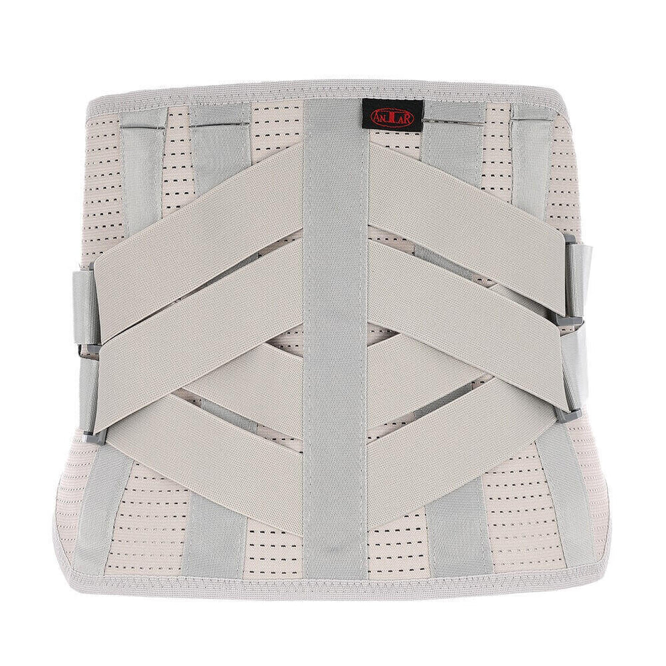 Wirbelsäulenorthese Lendenstütze stabilisierend Rückenbandage mit Kreuzgurten zur Entlastung der Lendenwirbelsäule, beige