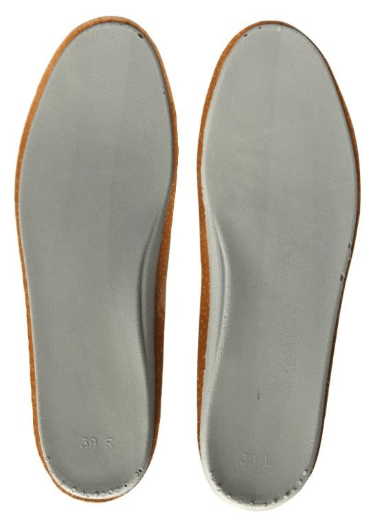 Alt Tag: Ledersohlen Längsgewölbe – stoßdämpfende Komfort-Einlagen aus Leder mit Längsgewölbestütze, orthopädische Einlagen Paar