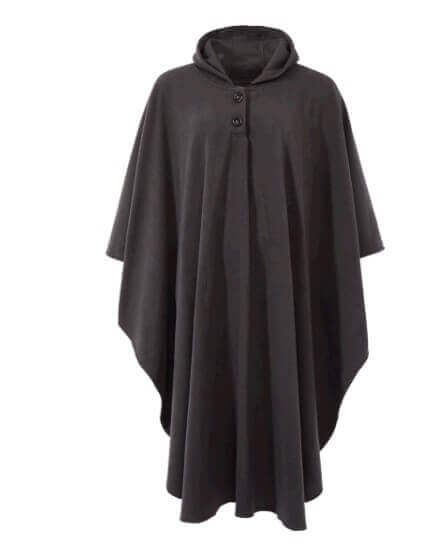 Rollstuhl Poncho aus Fleece mit Kapuze in Schwarz – warm, leicht und waschbar, Wetterschutz für Rollstuhlfahrer