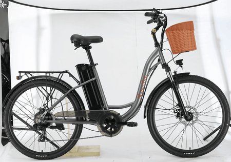 Damen E-Bike 26 Zoll NE10 City E-Bike für Alltag und Komfort, Tiefeinsteiger mit Korb, Akku am Rahmen