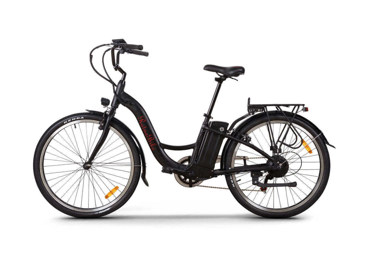 Damen E-Bike 275 Zoll City E-Bike 27,5 Zoll mit tiefem Einstieg, leichtem Aluminiumrahmen und Elektromotor, Seitenansicht