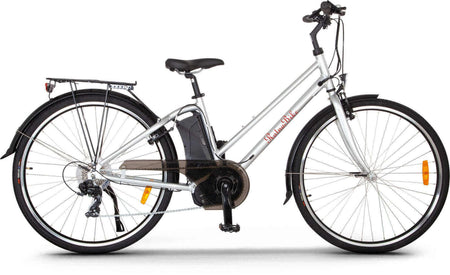 E-Bike Damen City 250W Elektro Fahrrad für komfortable City-Fahrten mit tiefem Einstieg, Gepäckträger und Schutzblechen