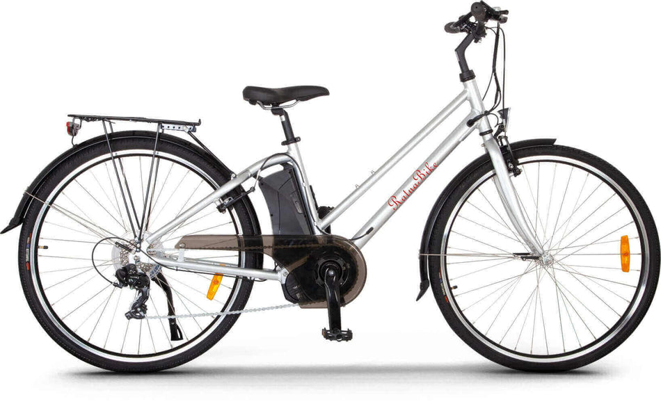 E-Bike Damen City 250W Elektro Fahrrad für komfortable City-Fahrten mit tiefem Einstieg, Gepäckträger und Schutzblechen