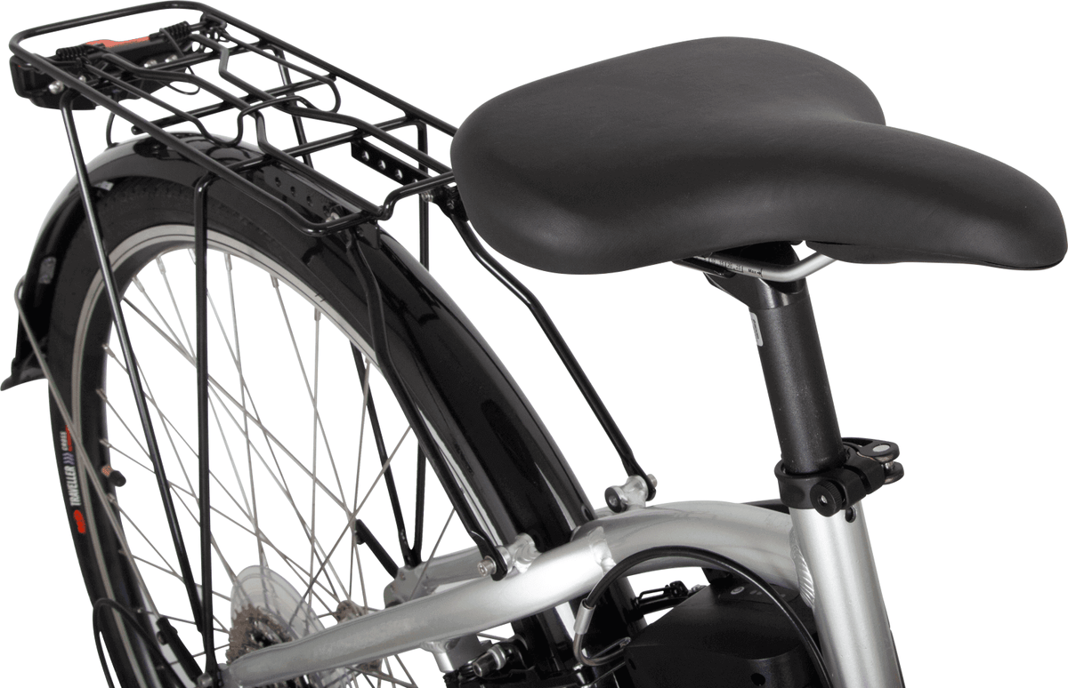 E-Bike Damen City mit Komfortsattel und Gepäckträger – City Elektro Fahrrad für Alltag und Einkauf