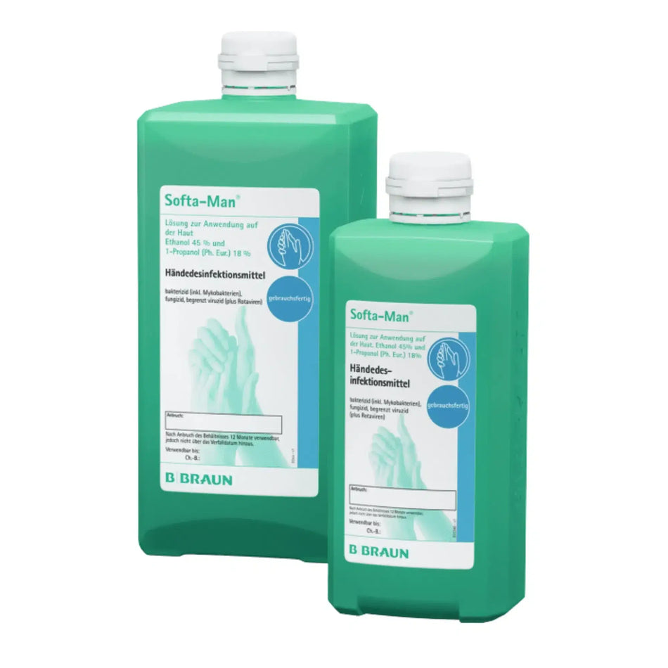Händedesinfektionsmittel B. Braun Softa-Man® – pflegende Handdesinfektion für trockene bis normale Haut, Flaschenansicht