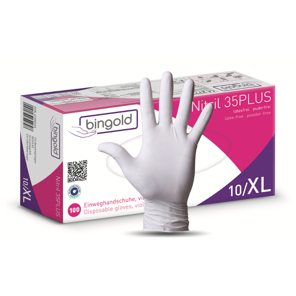 Nitril Handschuhe Bingold Nitril 35PLUS blau, Einmalhandschuhe puderfrei latexfrei, mikrotexturierte Fingerspitzen, Größe XL