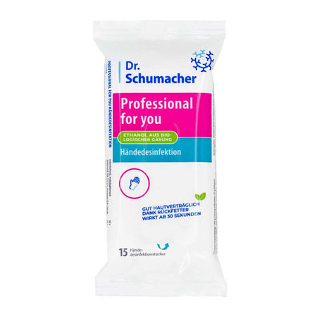 Dr. Schumacher Professional for you Händedesinfektion – parfümfreie Desinfektionstücher, hautverträglich, 15 Stück