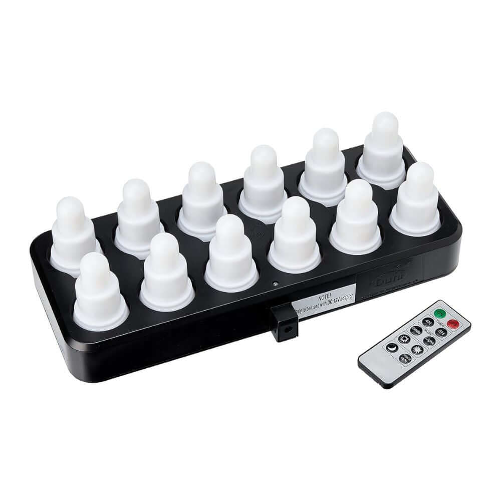 LED Kerzen Set 12 Stück mit Ladestation und Fernbedienung, warmweiß und Farbwechsel Multicolor, Duni LED-Kerzen