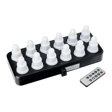 LED Kerzen Set 12 Stück mit Ladestation und Fernbedienung, warmweiß und Farbwechsel Multicolor, Duni LED-Kerzen