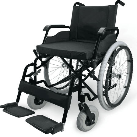 Stahlrollstuhl faltbar ECON 220 aus Stahl, 41–46 cm Sitzbreite, klappbare Fußstützen, bis 120 kg belastbar