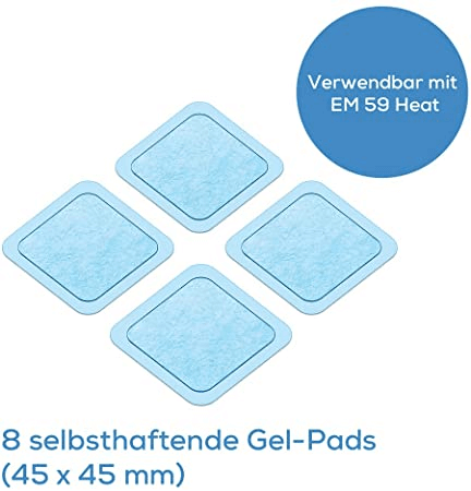 Gelpads Beurer EM 59 Ersatzpads – 8 selbsthaftende Gel-Pads 45x45 mm für TENS & EMS, kompatibel mit EM 59 Heat